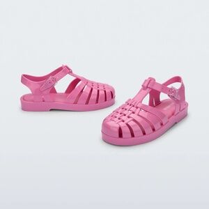 NIB Mini Melissa Glossy Pink Possession Jelly Sandals Toddler Kids Girls Size 11